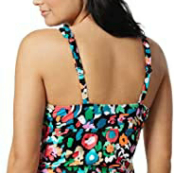 Color Solutions Shirred Tankini Swim Top - Picture 3 of 9